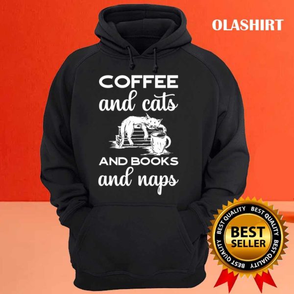 Coffee, Cats, Books, and Naps T-Shirt – Embracing the Cozy Essential