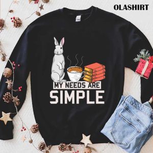 Cute Bunny Women Girls Coffee Book Lover Rabbit Tshirt