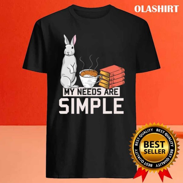 Cute Bunny Women Girls Coffee Book Lover Rabbit Tshirt