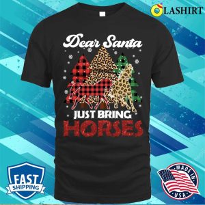 Dear Santa Just Bring Horses Leopard Chirstmas Tree Pajamas T-shirt