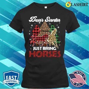 Dear Santa Just Bring Horses Leopard Chirstmas Tree Pajamas T shirt 2