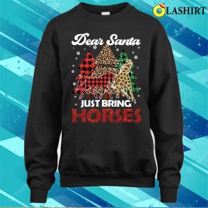 Dear Santa Just Bring Horses Leopard Chirstmas Tree Pajamas T shirt 4