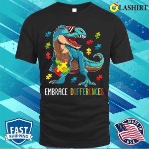 Dinosaur Puzzle Piece Autism Awareness For Boys Kids T-shirt