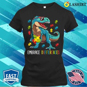 Dinosaur Puzzle Piece Autism Awareness For Boys Kids T shirt 2