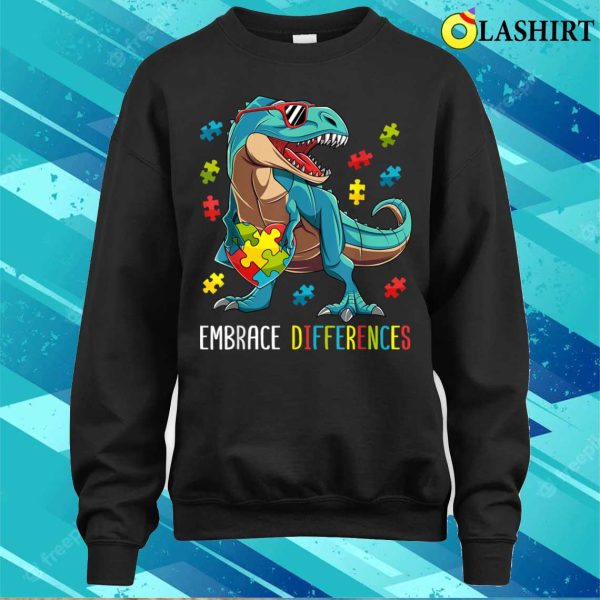 Dinosaur Puzzle Piece Autism Awareness For Boys Kids T-shirt