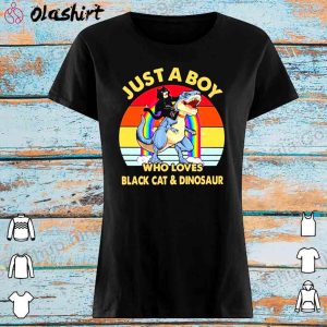 Discount Just A Boy Who Loves Black Cat And Dinosaur Vintage Shirt