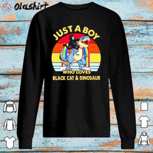 Discount Just A Boy Who Loves Black Cat And Dinosaur Vintage Shirt 3