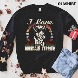 Dog Love I Love My Airedale Terrier Vintage Retro T shirt 1