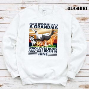 Dog Never Underestimate A Grandma Who Loves Books And Was Born In June Shirt