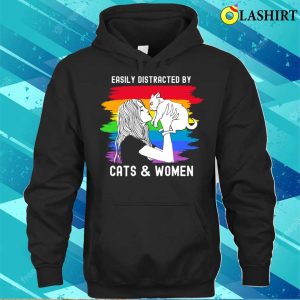 Easily Distracted By Cats And Women Lesbin Pride T shirt 3