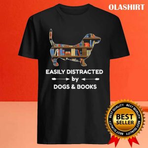 Easily Distracted Dogs Books Vintage T shirt 4