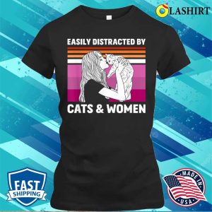 Easilydistractedbycats Shirt Funny Lesbian Pride T shirt For Women Distracted By Cats 2