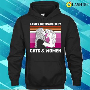 Easilydistractedbycats Shirt Funny Lesbian Pride T shirt For Women Distracted By Cats 3