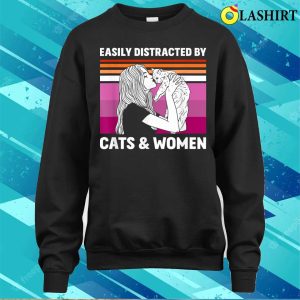 Easilydistractedbycats Shirt Funny Lesbian Pride T shirt For Women Distracted By Cats 4