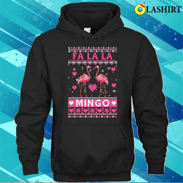 Fa La La La Mingo Flamingo Santa Pink Ugly Christmas Shirt