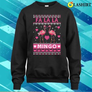 Fa La La La Mingo Flamingo Santa Pink Ugly Christmas Shirt 4