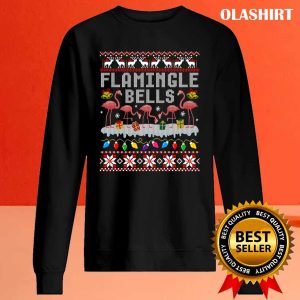 Flamingle Bells Pink Flamingo Christmas Ugly Holiday Sweater Shirt 2