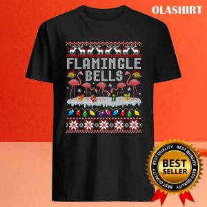 Flamingle Bells Pink Flamingo Christmas Ugly Holiday Sweater Shirt 4