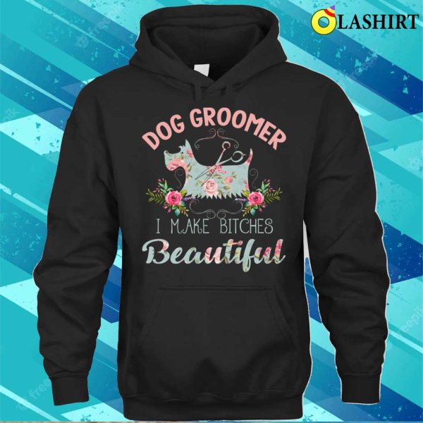 Floral Dog Groomer Gift Dog Pet Grooming T-shirt