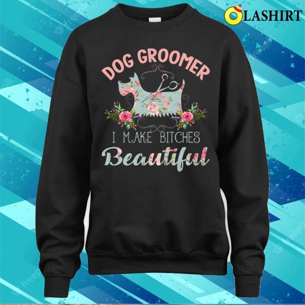 Floral Dog Groomer Gift Dog Pet Grooming T-shirt