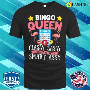 Fun Bingo Queen Bingo Flamingo Mothers Day T Shirt 1