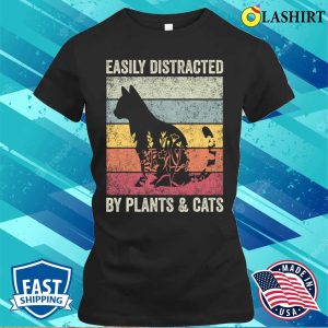 Funny Cat Easily Distracted By Plants Cats Botanical Floral Cute Cat T shirt 2