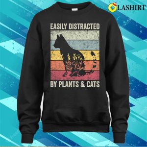 Funny Cat Easily Distracted By Plants Cats Botanical Floral Cute Cat T shirt 4