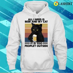 Funny Cat shirt Beer And My Cat Escaping The Too Peopley Outside 3