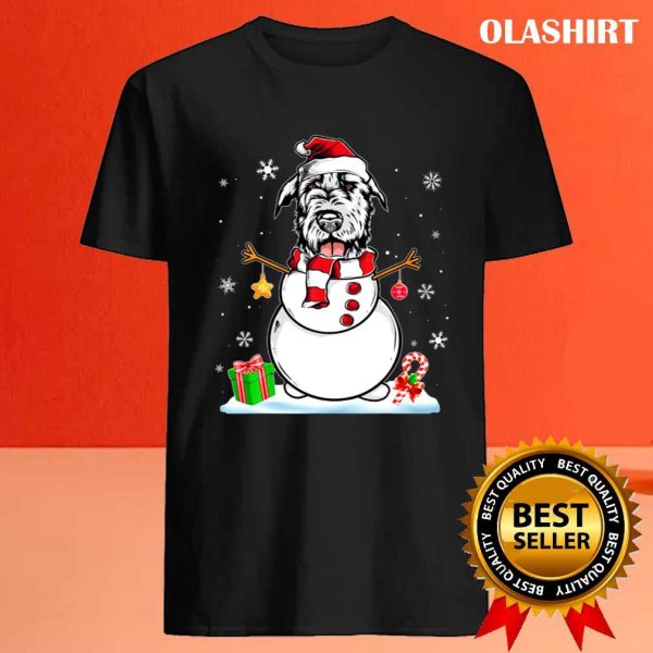 Funny Christmas Pajama Irish Wolfhound Dog Santa T-shirt