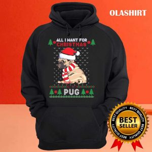 Funny Dog Lovers Cute Pug Santa Hat Ugly Christmaser Fun T shirt 3