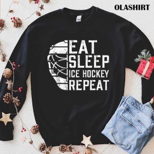 Funny Eat Sleep Ice Hockey Repeat Winter Sports Players T shirt 1