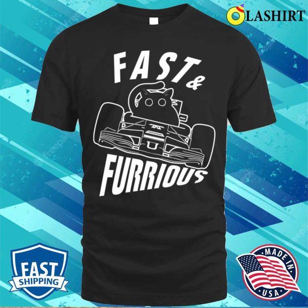 Funny Furrurious Car Driving Cat T-shirt