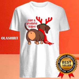 Funny Have A Weinerful Season Daschund Doxie In Dog Dress T shirt 2