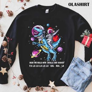 Funny Santa Claus Astronaut Christmas Riding Dinosaur T-rex T-shirt