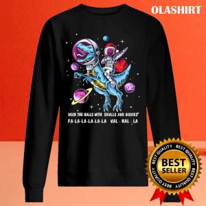 Funny Santa Claus Astronaut Christmas Riding Dinosaur T-rex T-shirt