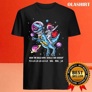 Funny Santa Claus Astronaut Christmas Riding Dinosaur T rex T shirt 4