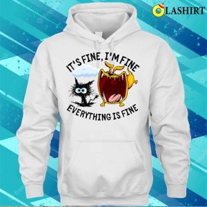 Fuuny Black Cat Its Fine Im Fine Everythings Fine T shirt 3