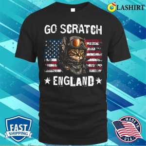 Go Scratch England Go Scratch England Funny 4th Of July Cat Lover Cat Pilot T shirt 1