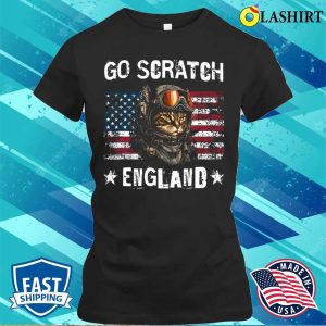 Go Scratch England Go Scratch England Funny 4th Of July Cat Lover Cat Pilot T shirt 2