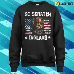 Go Scratch England Go Scratch England Funny 4th Of July Cat Lover Cat Pilot T shirt 4