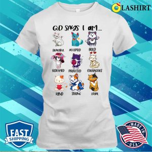 God Says I Am Bluey Cats For Womens Kids T shirt 1