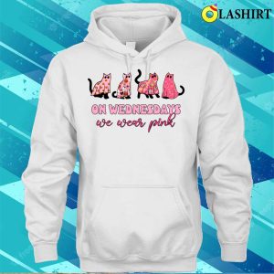 Halloween Cat Ghost On Wednesdays We Wear Pink Breast Cancer T shirt 3