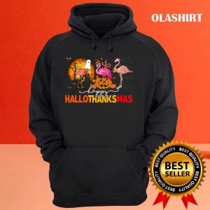 Happy Hallothanksmas Flamingo Thanksgiving Christmas T shirt 3