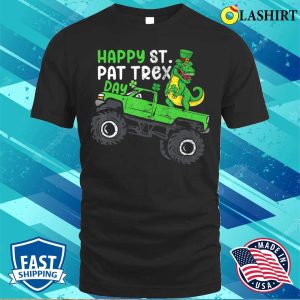 Happy St Pat Trex Day Green Dinosaur Monster Truck Vintage T shirt 1