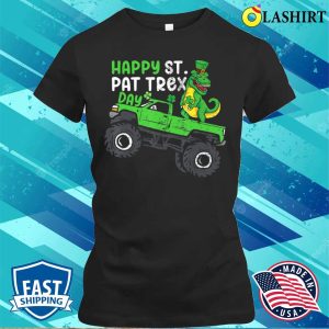 Happy St Pat Trex Day Green Dinosaur Monster Truck Vintage T shirt 2