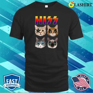 Hiss Funny Cats Kittens Rock Rockin Short Sleeve T shirt Gift Tee Pun 1