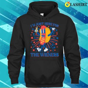 Hot Dog Im Just Here For The Wieners 4th Of July Shirt For Sale 3