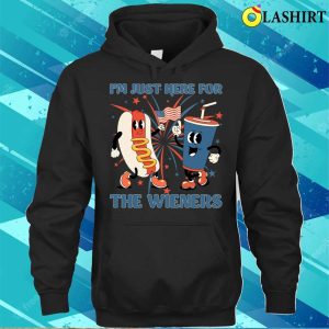 Hot Dog Im Just Here For The Wieners 4th Of July Usa T shirt 3