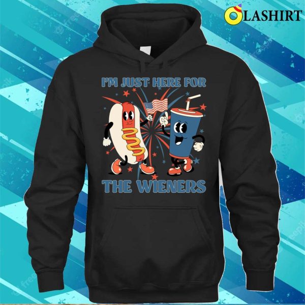 Hot Dog I’m Just Here For The Wieners 4th Of July Usa T-shirt