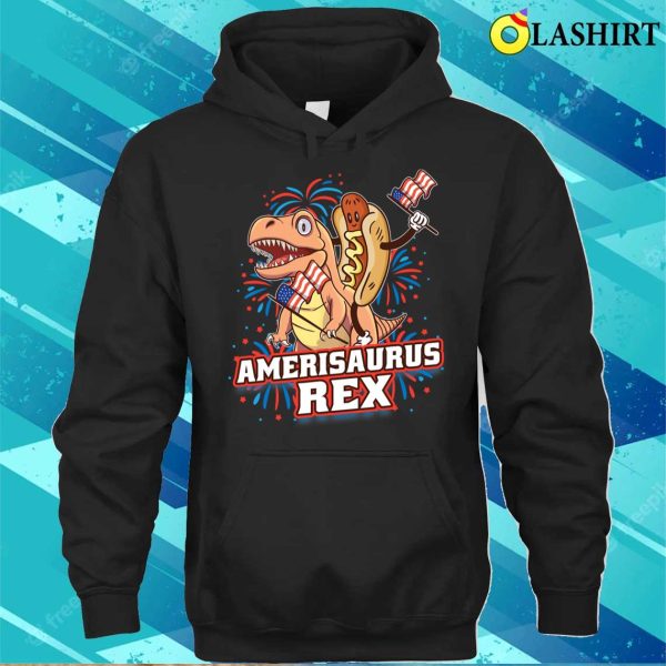 Hotdog T Rex Dinosaur 4th Of July Amerisaurus Funny Gifts T-shirt